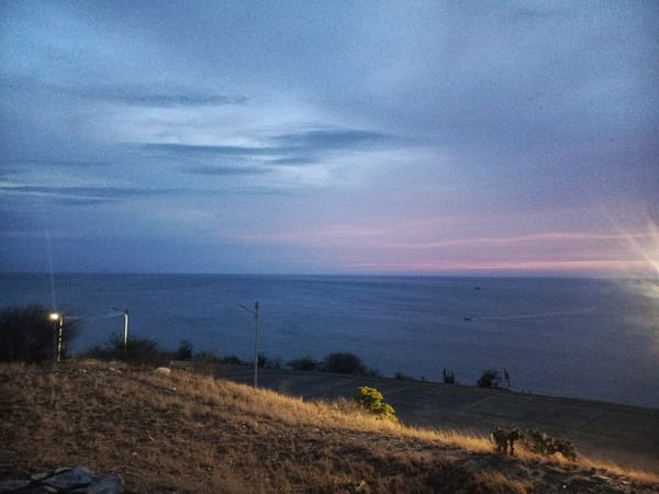 Dusk coastal landscape observed in Juan Griego, Venezuela