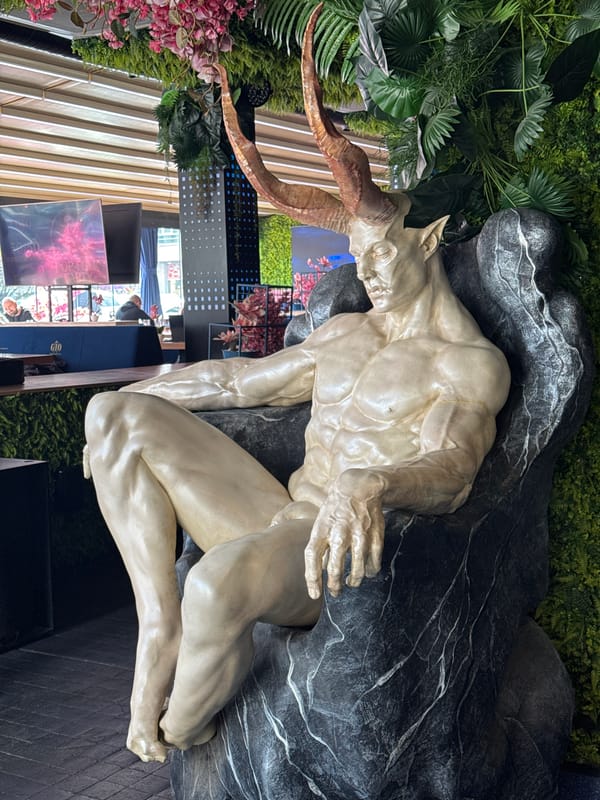 Lunch outing with food and sculpture sighting in Sofia