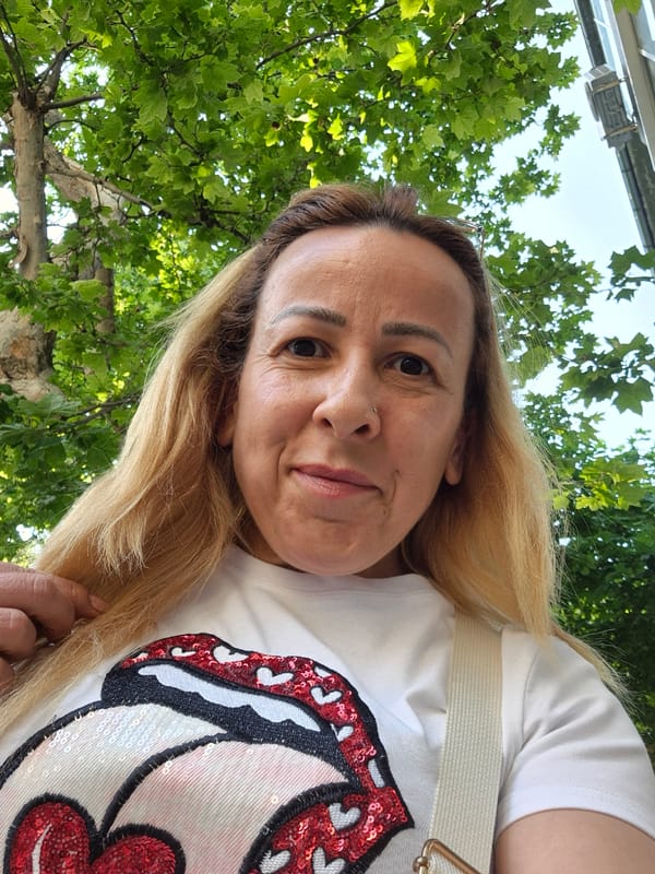 Woman Documents Morning Walk Through Urban Neighborhood