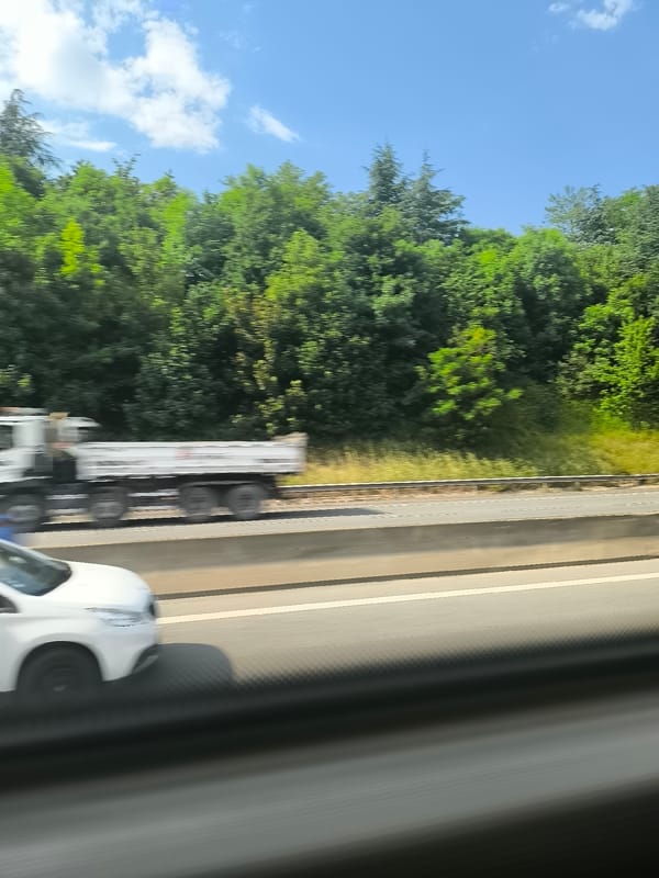 Highway traffic documented near Saint-Étienne, France Tuesday afternoon