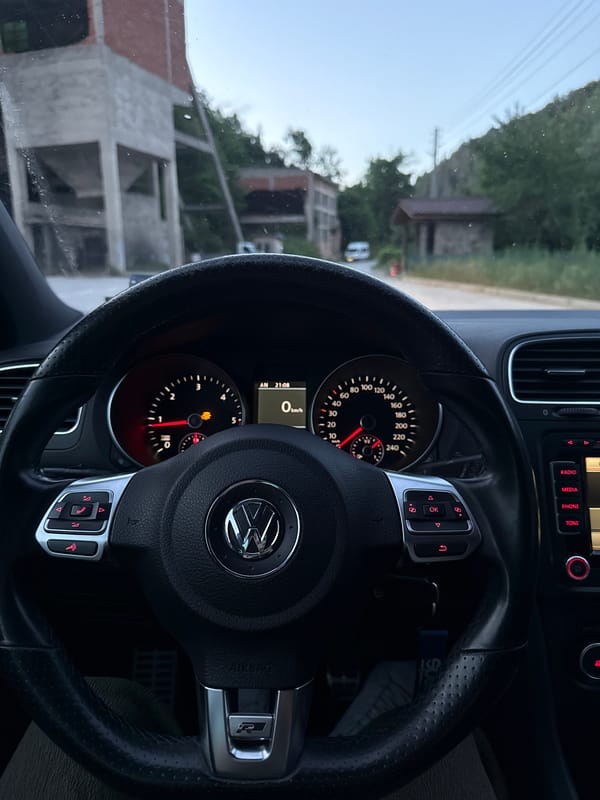 Modified car parked up in Krushev Dol at dusk