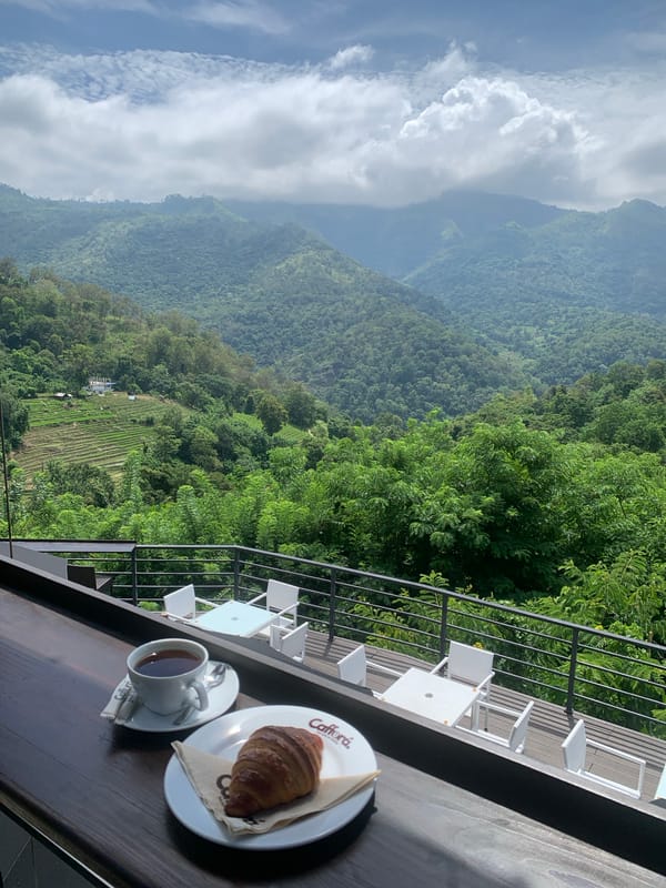 Coffee and views at a hillside café in Uva, Sri Lanka