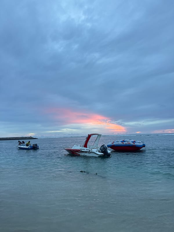 Calm anchorage at dusk, Meunasahbale coast
