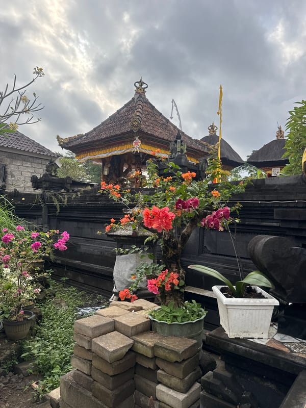 Morning at a Balinese temple courtyard in Abiansemal