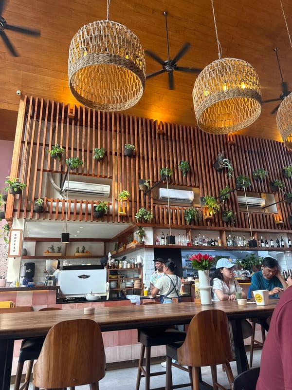 Restaurant interior documented in Ubud District, Indonesia