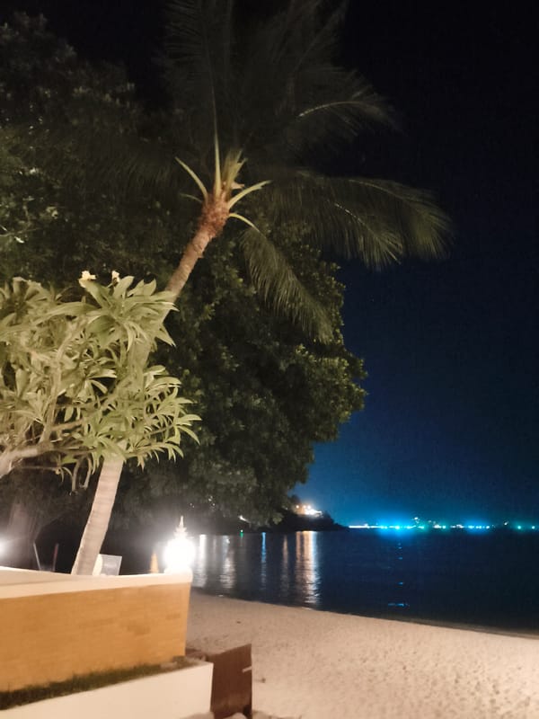 Thatched beachside restaurant at night, Ko Samui