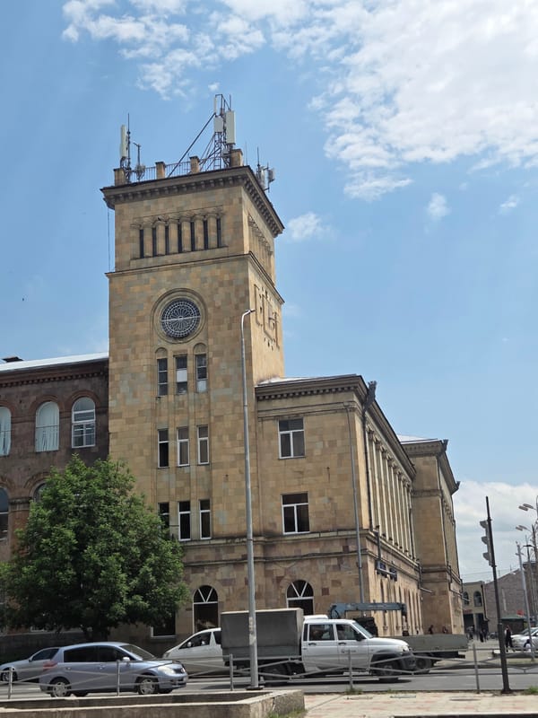 Street-level scenes around Gyumri's railway station, Armenia