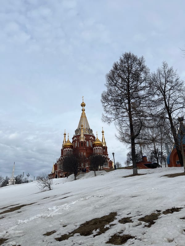 Spring scenes captured in Izhevsk: cathedral and tram