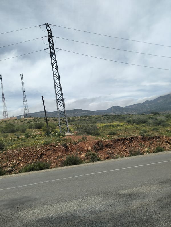 Rural roadside scenery documented in Ouaouizert, Morocco