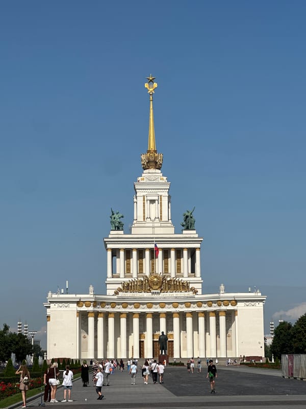 VDNKh's grand main pavilion, Moscow's iconic exhibition landmark