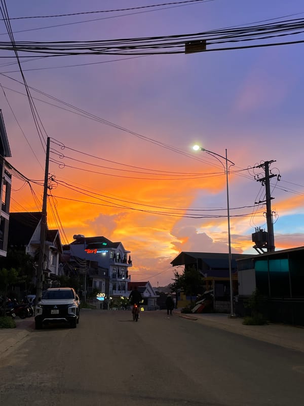 Dusk hits Đà Lạt's Lâm Viên streets in full color