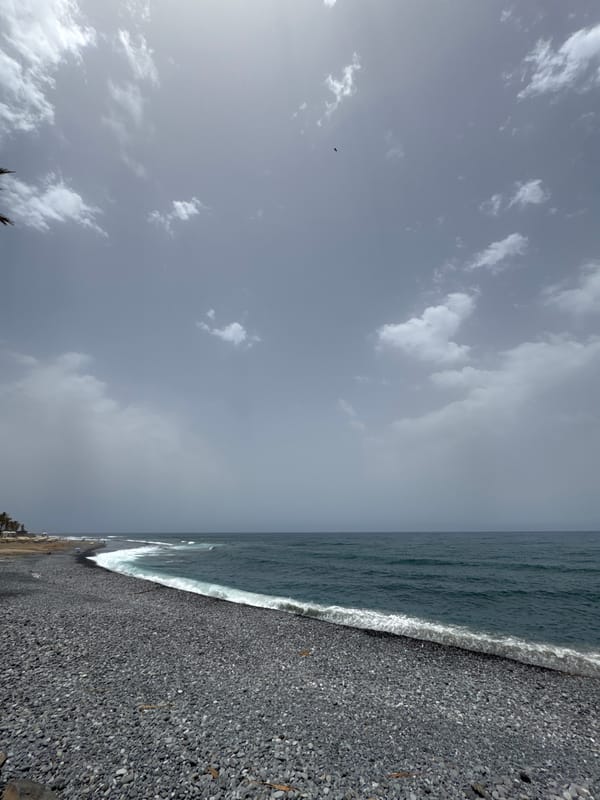 Cloudy morning on Tenerife's south coast beaches and promenades