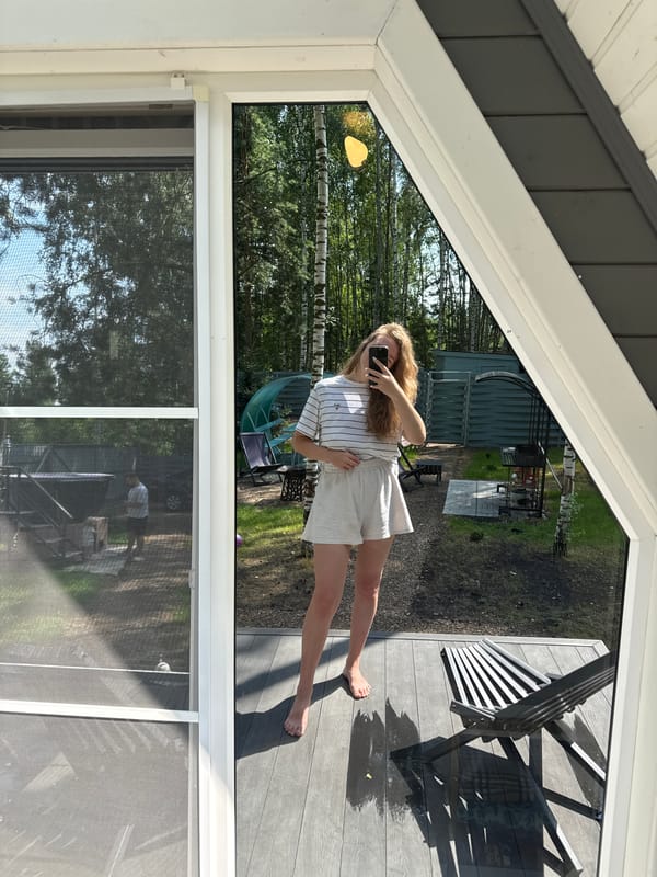 Quiet summer morning at a Prokudino home with a toddler and deck life