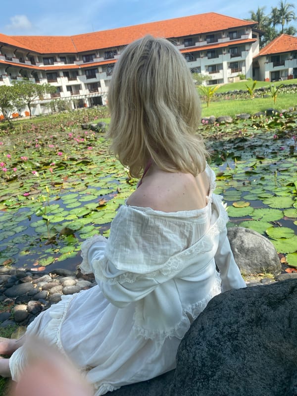 Late-night photo session by lotus pond in Nusa Dua