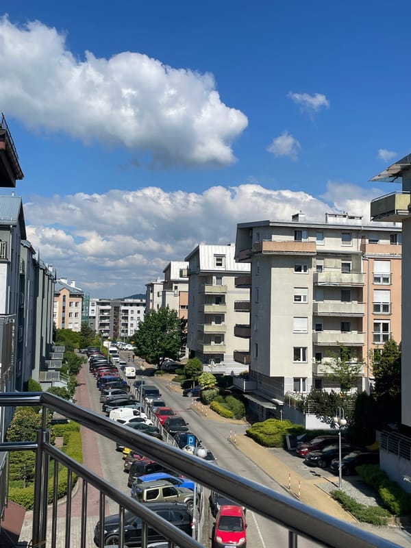 Morning balcony observations capture routine urban residential scenes