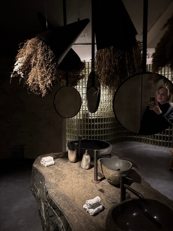 Stone sink bathroom interior photographed in Krasnoyarsk, Russia