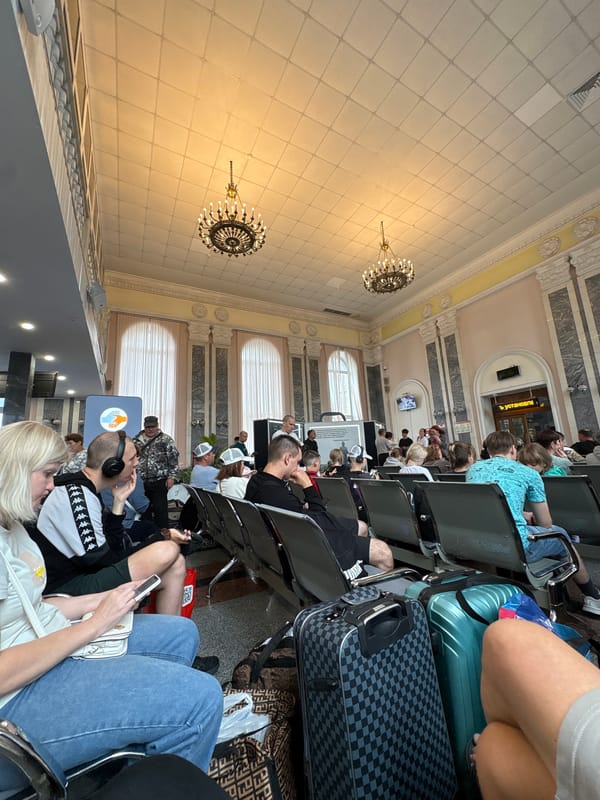 Morning at Izhevsk railway station, inside and out