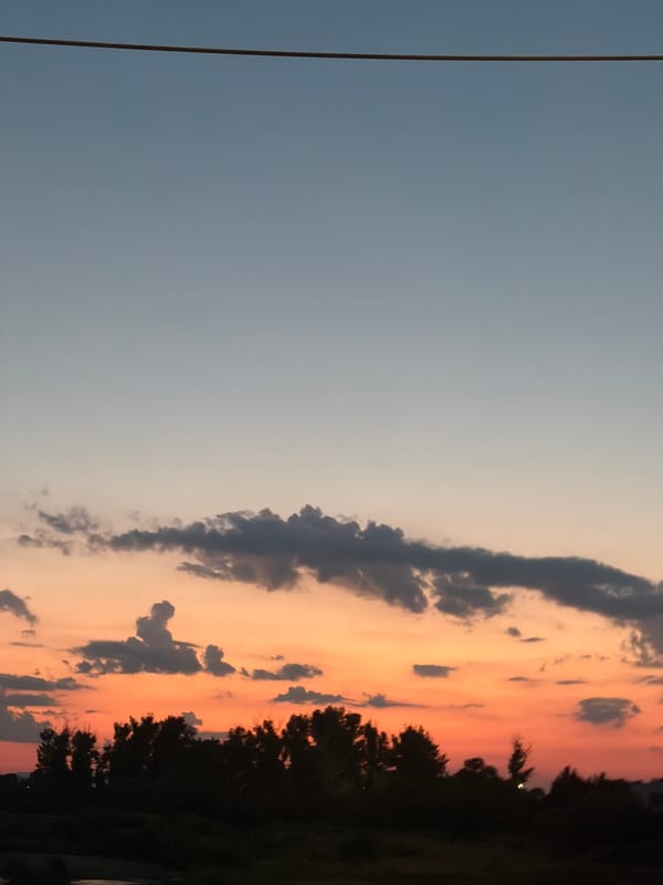 Twilight sky documented across street and skyline views