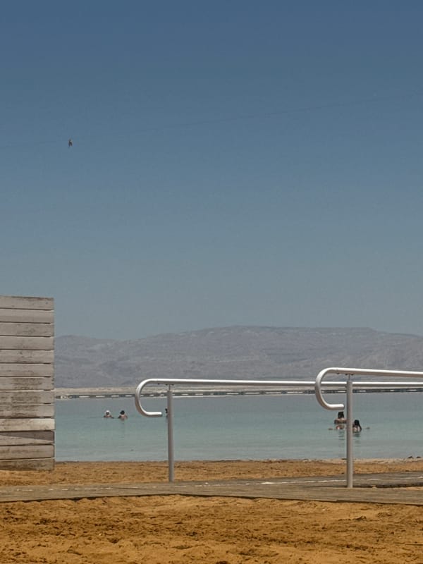 Dead Sea beachgoers enjoy morning swim at Israeli resort