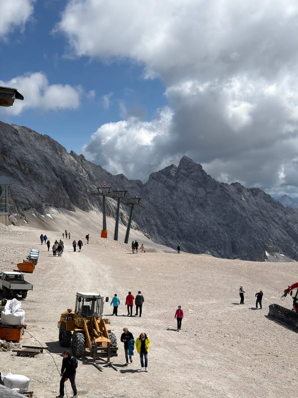 Summer maintenance gear on the slopes near Zugspitze