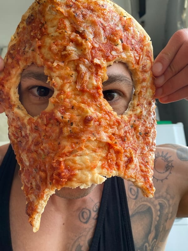 Person uses pizza slice as face mask in Bulgaria