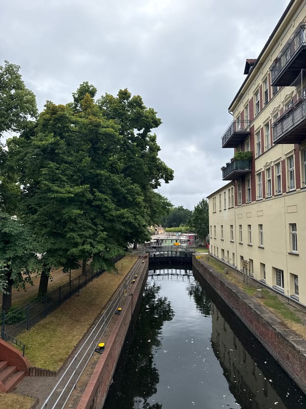 Along Rathenow's canal on a grey June afternoon