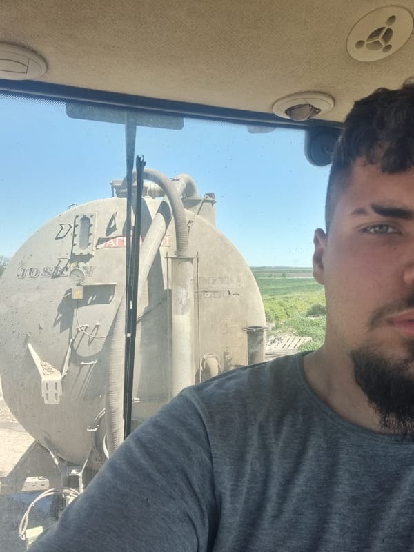 Agricultural work observed from vehicle in Paskalevo, Bulgaria