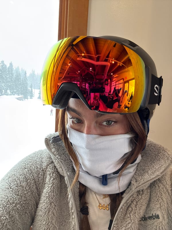 Masked skier takes selfie on Whistler transit