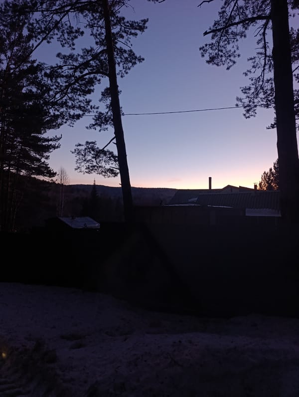Twilight sky scenes captured across Krasnoyarsk forests