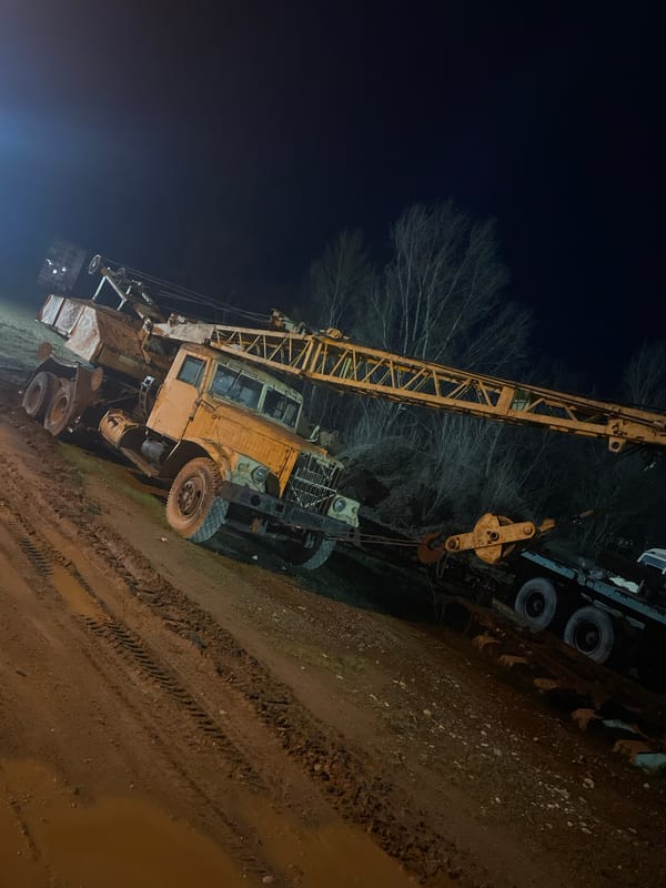 Construction vehicles parked overnight at Kardzhali site