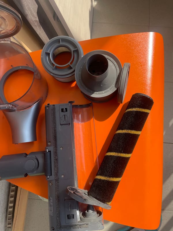 Vacuum cleaner parts spread out for maintenance in Yakutsk