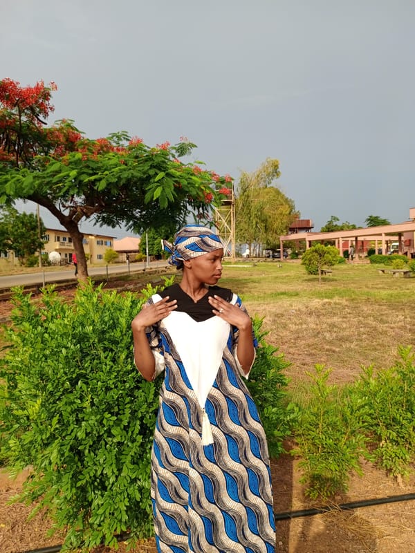 Woman poses for photos in Keffi, Nigeria outdoor areas