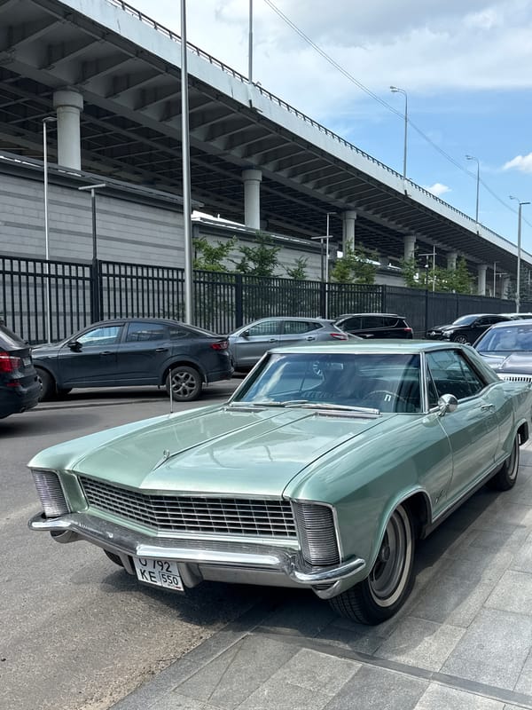 Pale green vintage American car spotted across central Moscow