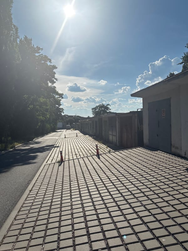 Sunny afternoon in a quiet residential neighborhood