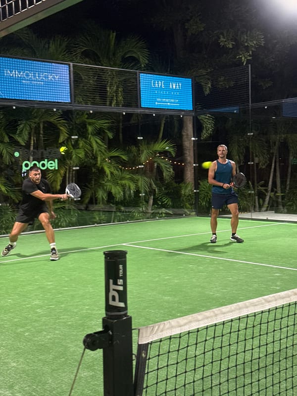 Evening padel on a floodlit court in Ko Samui