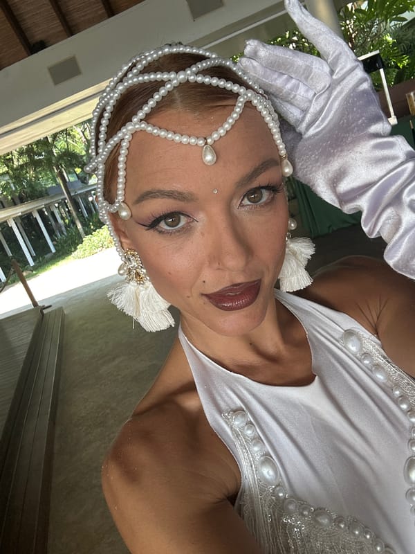Elaborate pearl costume selfie in Ko Samui, Thailand