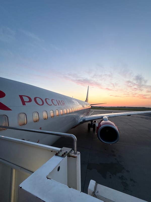 Rossiya Airlines aircraft on the tarmac at Perm Airport