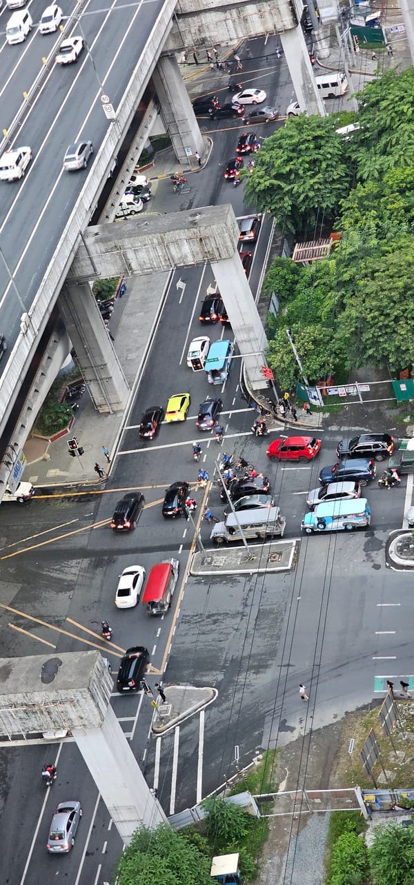 Makati skyline and streets from ground to aerial, day to dusk