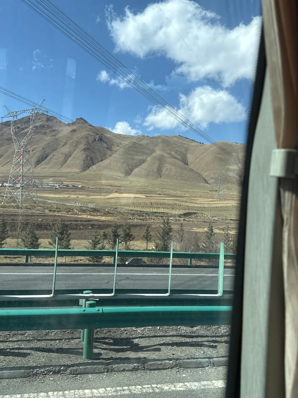 Morning highway travel through Wuwei countryside captured by witnesses