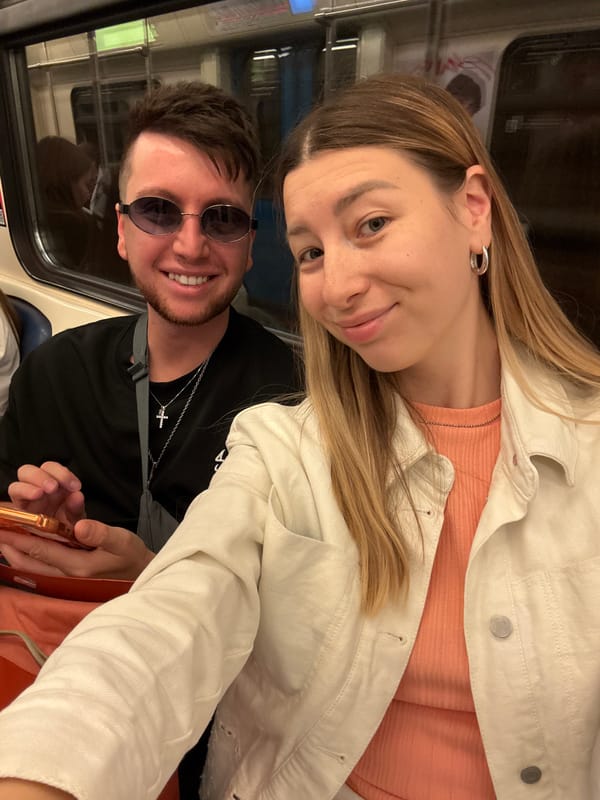 Selfie moment on the Moscow Metro, summer morning