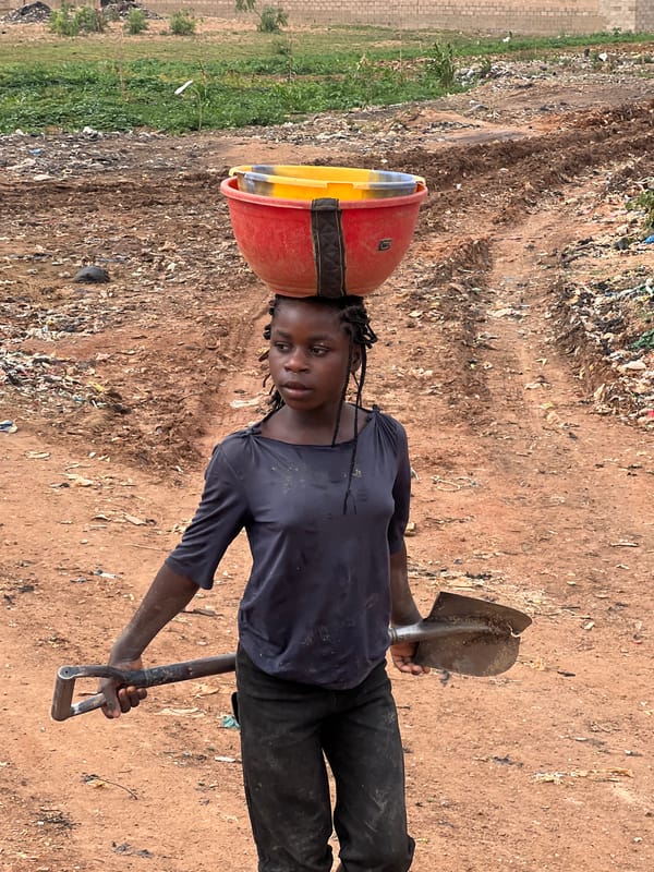 Daily labor continues in Du, Nigeria waste and farming sites