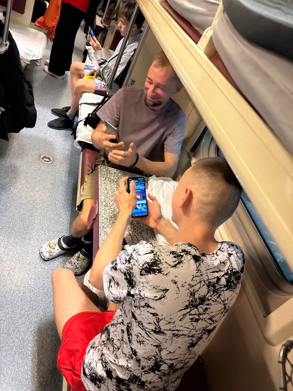 Train passengers documented during journey through Ulyanovsk, Russia