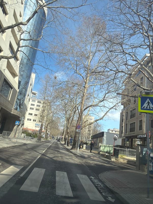 Morning street scene captured in Varna, Bulgaria
