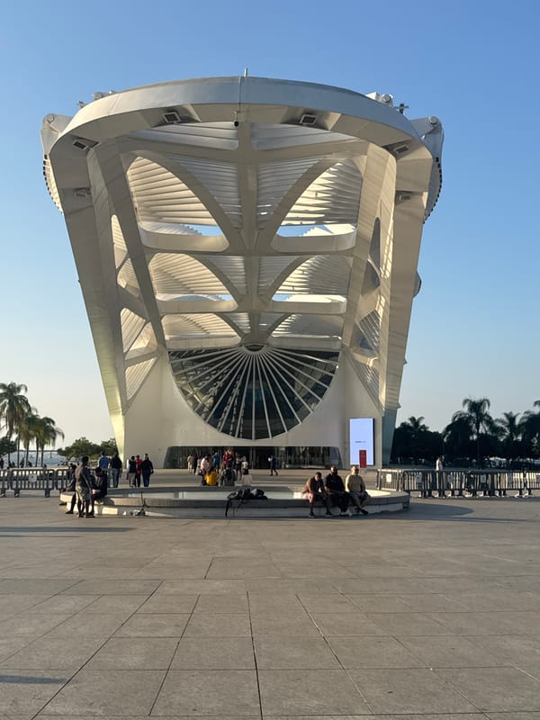 Evening scenes around Rio's Museu do Amanhã waterfront precinct