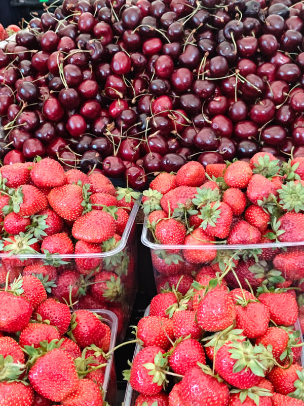 Fresh produce and cheese at a Moscow street market