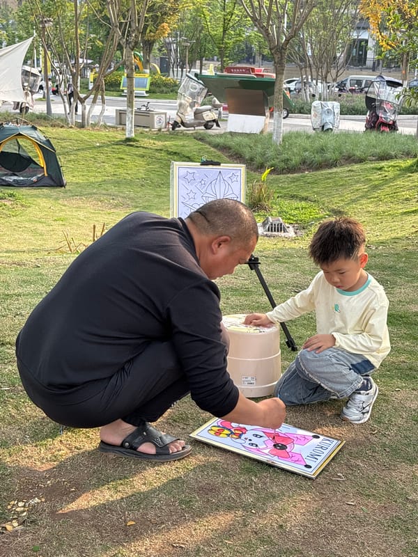 Children with pets gather outdoors in Jiangjin, China