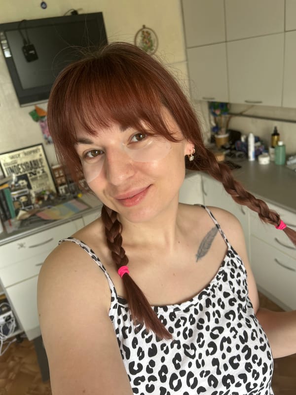 Woman enjoys morning breakfast in Russian kitchen