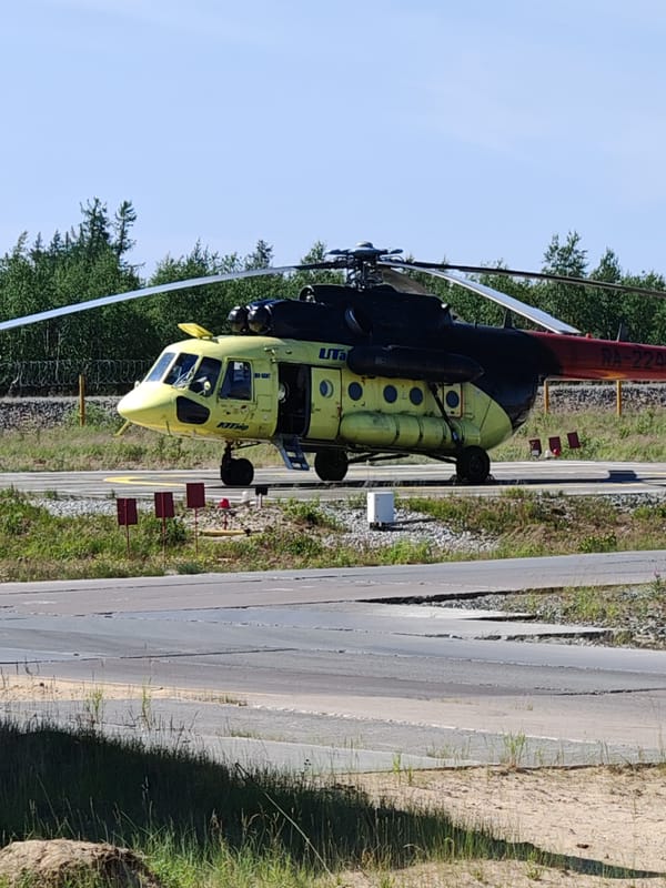 Helicopters on Siberian helipads, Toyota interior shots nearby