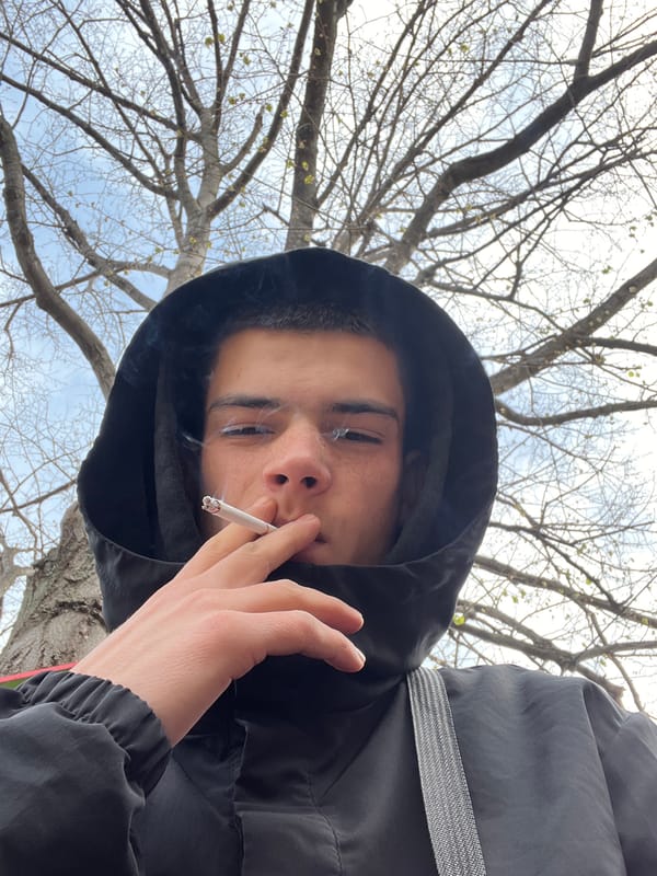 Morning smoking break captured in Sopot, Bulgaria