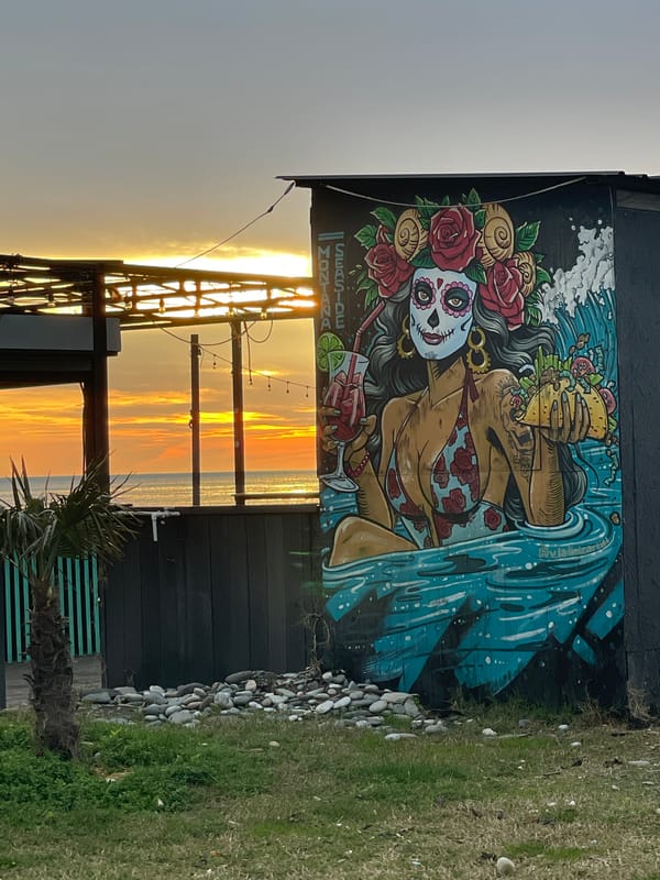 Sunset waterfront scenes documented across Batumi, Georgia boulevard